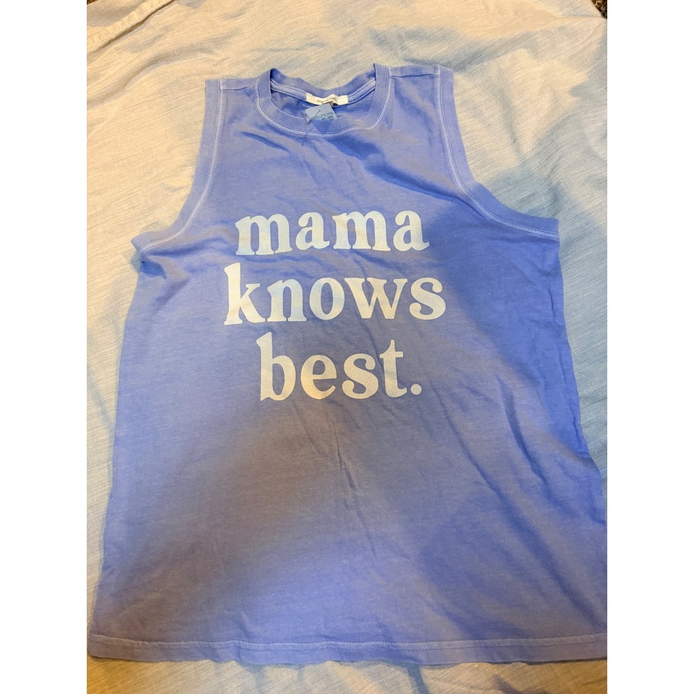 Maurices Mama Knows Best Graphic Tank Top Blue Sleeveless Small NWT 217312Y